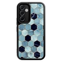 Samsung Galaxy A55 zwarte case - Blue cubes