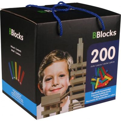 bouwplankjes gekleurd, 200 stuks