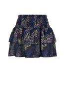 NoNo winter rok meisjes - navy blauw - Nika - smocked, laagjes, denim bloem