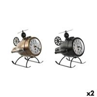 Tafelklok Home ESPRIT Zwart Gouden Loft Helicopter (2 Stuks)