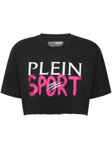 Plein Sport t-shirt crop à logo imprimé - Noir