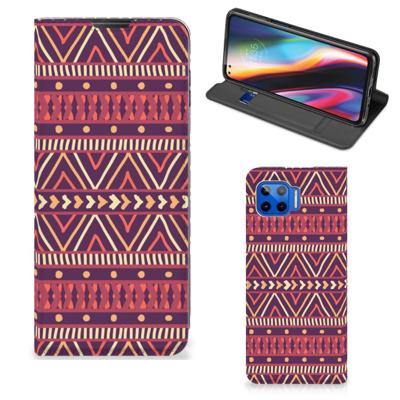 Motorola Moto G 5G Plus | Hoesje met Magneet | Aztec Paars