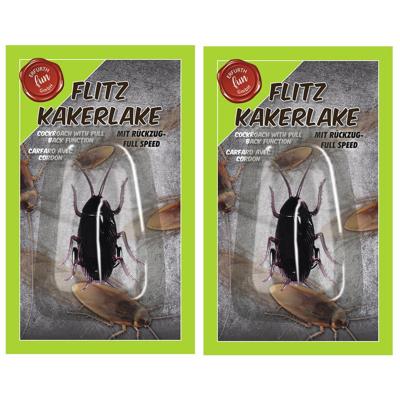 Nep kakkerlak bewegend - 2x - pull back - fopartikelen - kunststof - Horror insecten