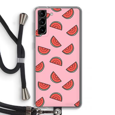 Watermeloen: Samsung Galaxy S21 Plus Transparant Hoesje met koord