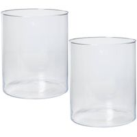 Set van 2x stuks glazen bloemen cilinder vaas/vazen 30 x 35 cm transparant - Vazen