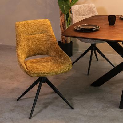 LABEL51 Draaibare Eetkamerstoel 'Marlow' Elite stof, kleur Mustard