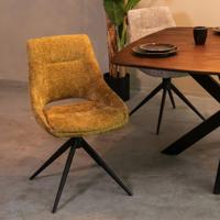 LABEL51 Draaibare Eetkamerstoel 'Marlow' Elite stof, kleur Mustard