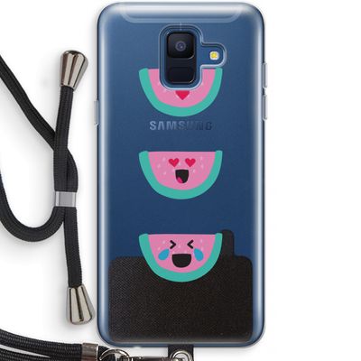 Smiley watermeloen: Samsung Galaxy A6 (2018) Transparant Hoesje met koord