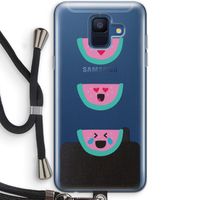 Smiley watermeloen: Samsung Galaxy A6 (2018) Transparant Hoesje met koord