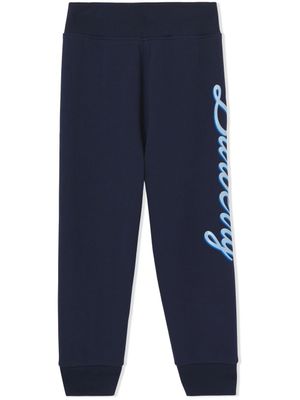 Burberry Kids pantalon de jogging à logo Script imprimé - Bleu