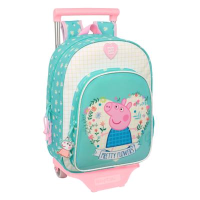 Schoolrugzak met Wielen Peppa Pig Pretty flowers Geel Munt 26 x 11 x 67 cm 26 x 34 x 11 cm