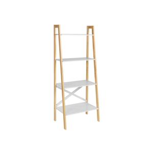 Ladderplank met 4 planken, Mat wit + natuurlijke kleuren