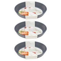 3x Grijze ovale glazen ovenschalen 2,4 liter 30 x 21 cm