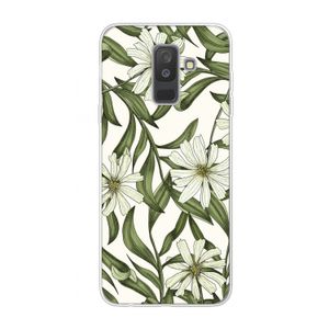 Wit bloemenpatroon: Samsung Galaxy A6 Plus (2018) Transparant Hoesje