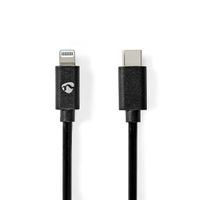 Nedis CCGP39650BK20 Lightning Kabel Usb 2.0 Apple Lightning 8-pins Usb-c™ Male 480 Mbps Vernikkeld 2.00 M Rond Pvc Zwart Envelop - thumbnail