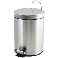 Prullenbak/pedaalemmer - rvs - glans zilver - 5 liter - 20 x 27 cm - Badkamer/toilet - thumbnail