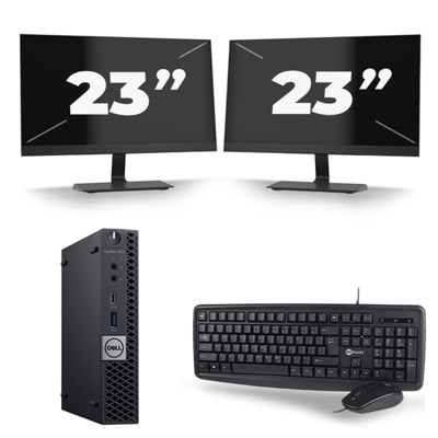 Dell Optiplex 7070 Micro USFF - Intel Core i5-9e Generatie - 16GB RAM - 256GB SSD - Windows 11 + 2x 23 inch Monitor