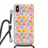 Pink donuts: iPhone XS Max Transparant Hoesje met koord
