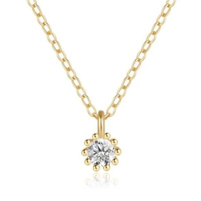 Elenza Goudkleurige Ketting met Heldere Zirkonia in 925 Sterling Zilver
