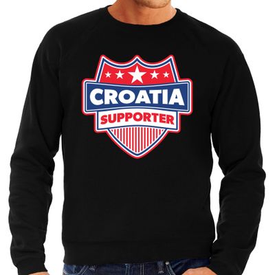 Kroatie / Croatia schild supporter sweater zwart voor heren Kroatie / Croatia schild supporter sweater zwart voor heren