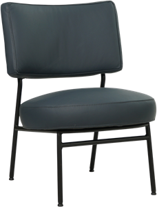 Blauwe leren moderne retro fauteuil Rondo - Toledo Leer Marine (blauw leer)