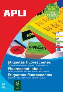 Apli fluorescerente etiketten 64 x 33,9 mm (b x h) geel