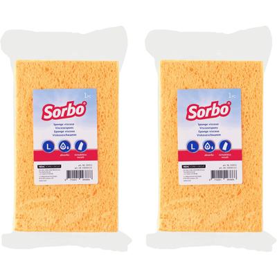 Sorbo viscose sponzen - 2x - schoonmaaksponzen - 16 cm - huishoudelijke producten - streeploos resul