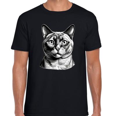 Cadeau/verkleed T-shirt heren - zwart - Burmees kat/poes - kattenliefhebber