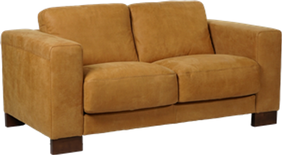 Cognac leren landelijke 2-zitsbank Clear - poot hout bruin - Kenia Leer Cognac (cognac leer)