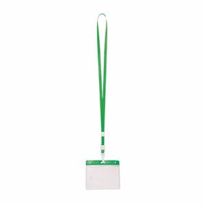 Badgehouders/naamkaarthouders - 10x - met groen keycord/lanyard - plastic - beurs/feest