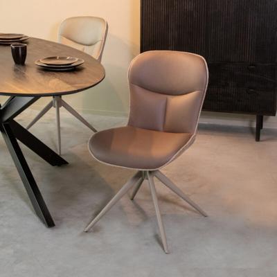 LABEL51 Eetkamerstoel Thorben - Bruin - Microfiber - Taupe Frame
