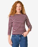 HEMA Dames T-shirt Cara Strepen Bordeauxrood (bordeauxrood)