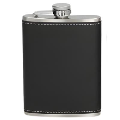 Gerimport Heupfles - chroom - staal - zwart - 224 ml - roestvrij staal drinkfles - zakfles