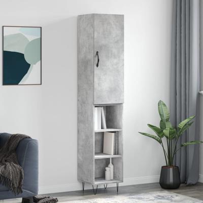 Hoge kast 34,5x34x180 cm bewerkt hout betongrijs