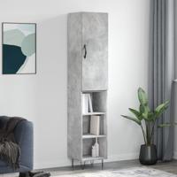 Hoge kast 34,5x34x180 cm bewerkt hout betongrijs