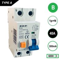 SEP Aardlekautomaat 40A B Kar 300mA 2 polig 36mm RCM2 Kema Keur 230V automaat en aardlek in een