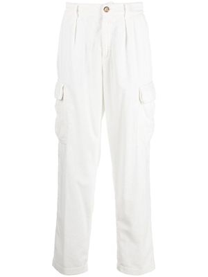 Brunello Cucinelli pantalon cargo en velours côtelé - Blanc