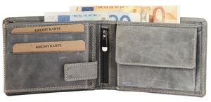 Heren portemonnee Leer Akzent Grijs Used Look