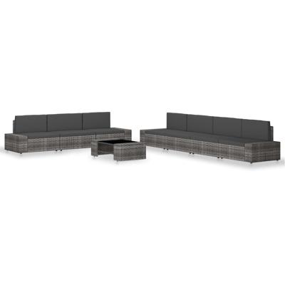 8-delige Loungeset poly rattan grijs