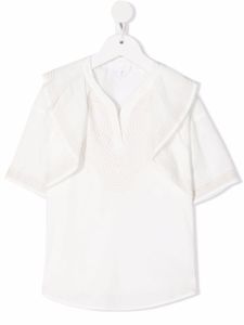 Chloé Kids blouse volantée à coutures contrastantes - Blanc