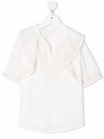 Chloé Kids blouse volantée à coutures contrastantes - Blanc