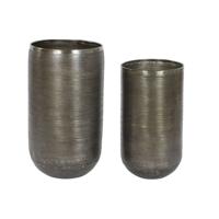 Plantenbakkenset Home ESPRIT Gouden Zilverkleurig Aluminium 34,5 x 36 x 63 cm