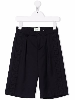 Fendi Kids short en laine à logo embossé - Bleu