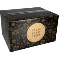 Kerstpakketdoos | Vuurwerk | golfkarton | 39x29x23.2cm | Kerstmis | c | zwart/goud | 10 stuks