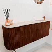 Toiletmeubel Mondiaz Joya Dlux | 111.6 cm | Meubelkleur Ruby | Faye wastafel Nata Wasbak Rechts | 1 kraangat