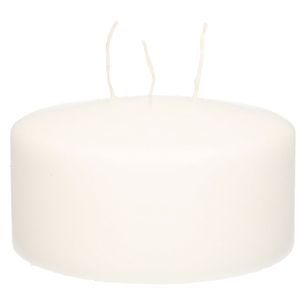 Witte multi lonten kaars/mammoetkaars 15 x 8 cm 62 branduren