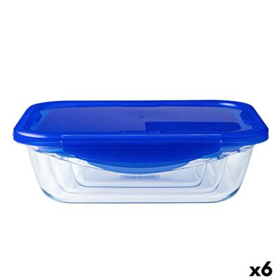 Hermetische Lunchtrommel Pyrex Cook & Go 20,5 x 15,5 x 6 cm Blauw 800 ml Glas (6 Stuks)