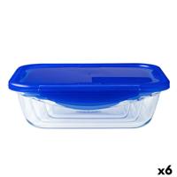 Hermetische Lunchtrommel Pyrex Cook & Go 20,5 x 15,5 x 6 cm Blauw 800 ml Glas (6 Stuks)