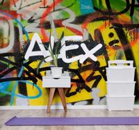 Fotobehang oude stenen muur Aanpasbare graffiti baksteen textuur