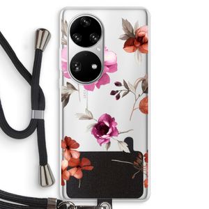 Geschilderde bloemen: Huawei P50 Pro Transparant Hoesje met koord